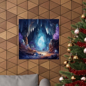 Geode Cave // Stalagmites and Stalactites // Crystal Cave Poster // Blue and Purple Cave // Cave Lovers Art // Rock lovers Art / Crystal Art