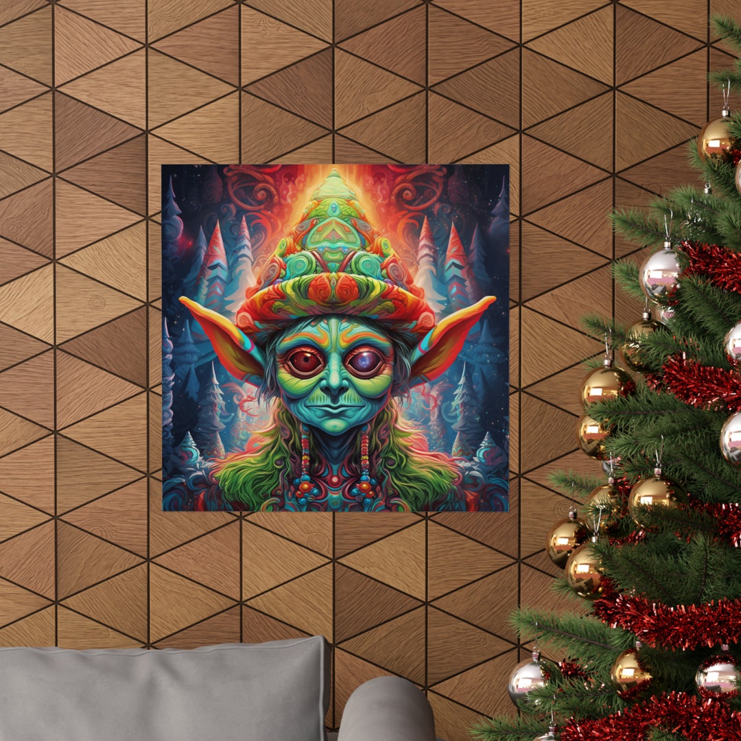 Psychedelic Elf Wall Art // Night Before Christmas Madness // Funny  Christmas Decor // Christmas Matte Vertical Poster // Vibrant Elf Art - Etsy, image size:1080x1080