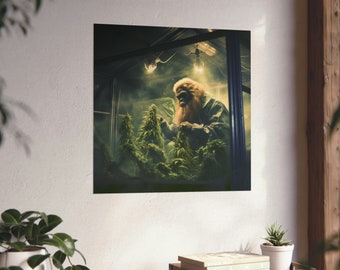 Póster de Bigfoot cultivando marihuana en el laboratorio // Arte de los amantes de Bigfoot // Arte de la marihuana // Bong // Arte de los amantes de la marihuana // Arte de Bigfoot // Dispensario