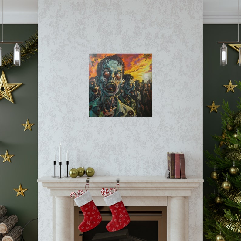 Zombie City Poster // Zombie Trippy Retro Wall Art // Zombie Man Wall Art//colorful Zombie Wall