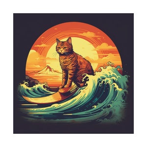 Just Ride the Wave Cat Poster // Surfing Through the Ups and Downs of ...