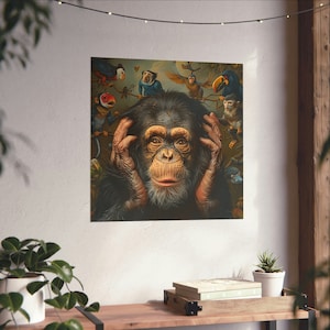 Monkey Brain Poster // Jungle Monkey Lovers Poster // Chimpanzee Modern Wall Art // Monkey Abstract Art Poster // Monkey Bird Poster
