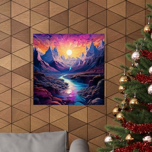 Over the River and Through the Woods Poster // Gorgeous Sky Wall Art // Moody Sunset Wall Art // River Running through the Valley Wall Art