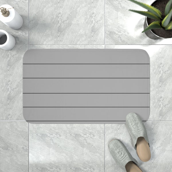 Tapis de bain gris lignes horizontales simplistes // Tapis de bain texturé // Tapis de bain aux motifs abstraits modernes // Tapis de bain fantaisie // Tapis de bain design