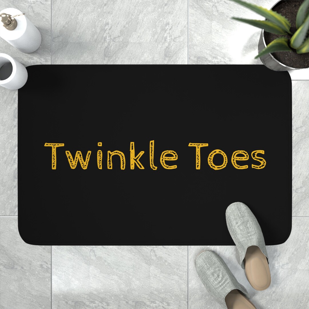 Twinkle Toes // Memory Foam // Cute Bath Mat for Apartment // Black and