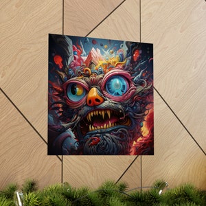 Trippy Mechanical Cat // Rainbow Crazy Cat // Future Cats // Psychedelic Cat // Furious Cat // Cat Lovers Poster // Futuristic Animal Poster
