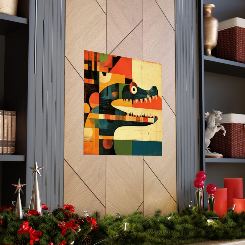 Vintage Retro Crocodile Print // Colorful Abstract Alligator ...