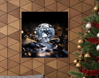 Póster de un solo diamante // Póster de amantes de los diamantes // Decoración de pared para bodas // Arte abstracto moderno de diamantes // Arte brillante de diamantes oscuros // Arte brillante