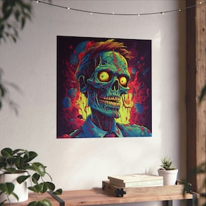 Creepy Eyes Zombie // Zombie Skeleton Wall Art // Rainbow Zombie Poster // Zombie Man Wall Art // Colorful Zombie Wall Art // Zombie Lovers