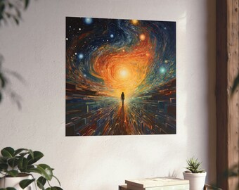 Post-Impressionism Interstellar Time Travel Poster // Post-Impressionism Space Poster //Time Traveling Lovers Poster//Van Gohn Lovers Poster