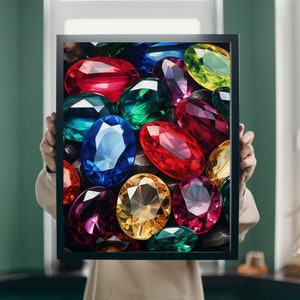 Cluster of Gems // Rainbow Stones // Gem Wall Art // Gem Collectors Poster // Beautiful Stones // Colorful // Vibrant // Large Gemstones //