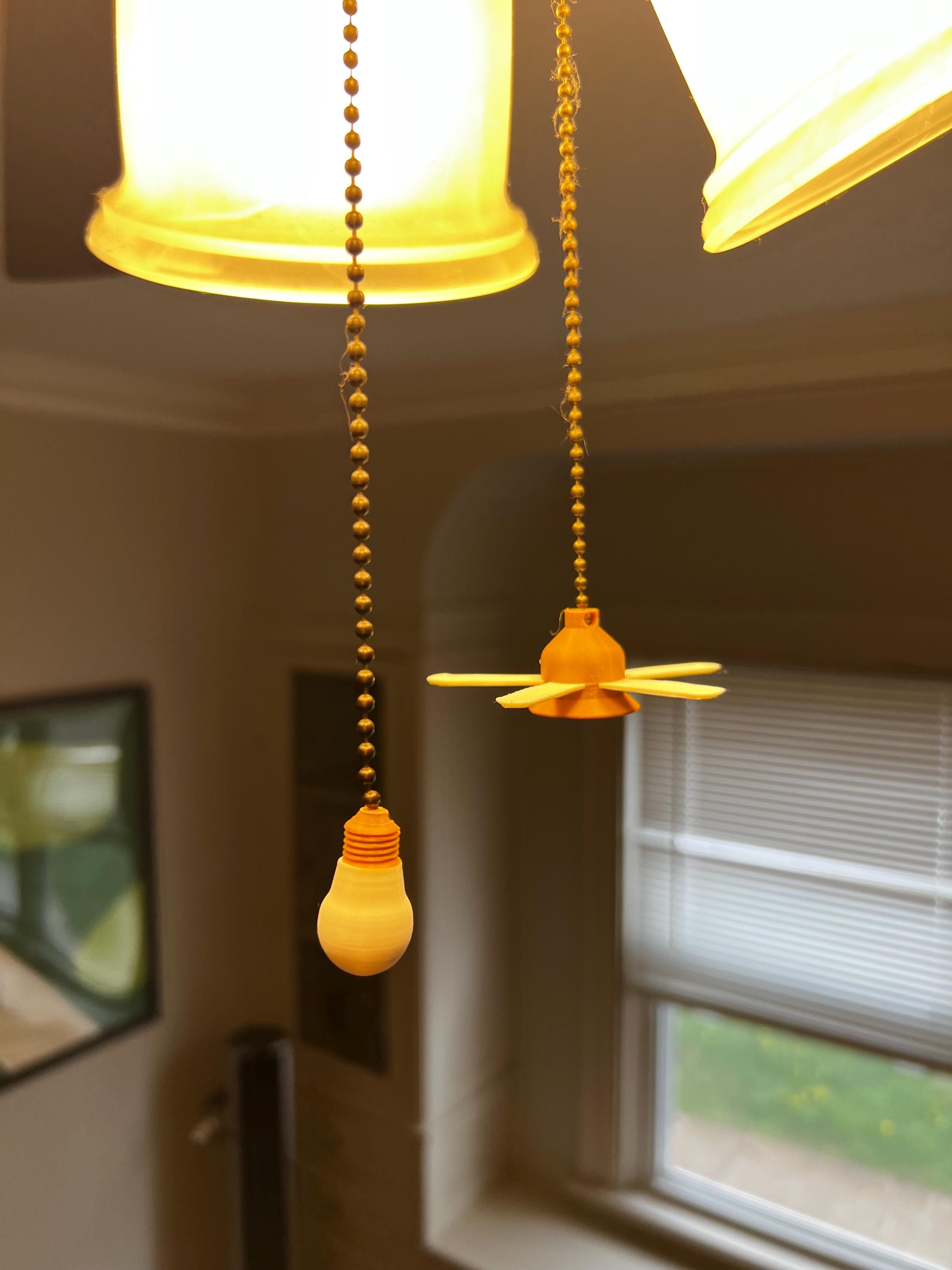 Ceiling Fan Pull Chain Set - Light & Fan Icons - 3D Printed Chain ...
