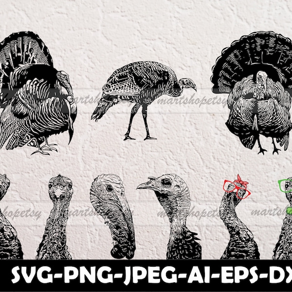 Turkey Svg, Turkey Svg Bundle, Turkey Svg For Cricut, Turkey With Bandana-Sunglasses, Turkey Layered Svg, Funny Turkey Svg Turkey Vector Svg