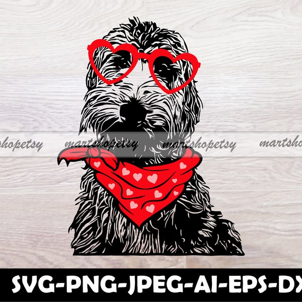 Golden Doodle #2 Svg For Valentines Day, My Dog Is My Valentine Svg-Png-Eps-Dxf-Ai-Jpeg, Golden Doodle For Cricut, Pet Lover Gift, Dog Svg