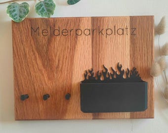 Point d'appel des pompiers, aire de stationnement pour point d'appel, bois de chêne, point d'appel, équipement de pompiers, porte-clés, décoration murale