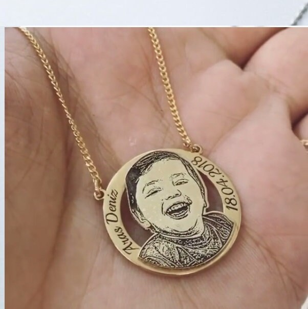 Picture frame necklace silver handmade with your photo with Etsy