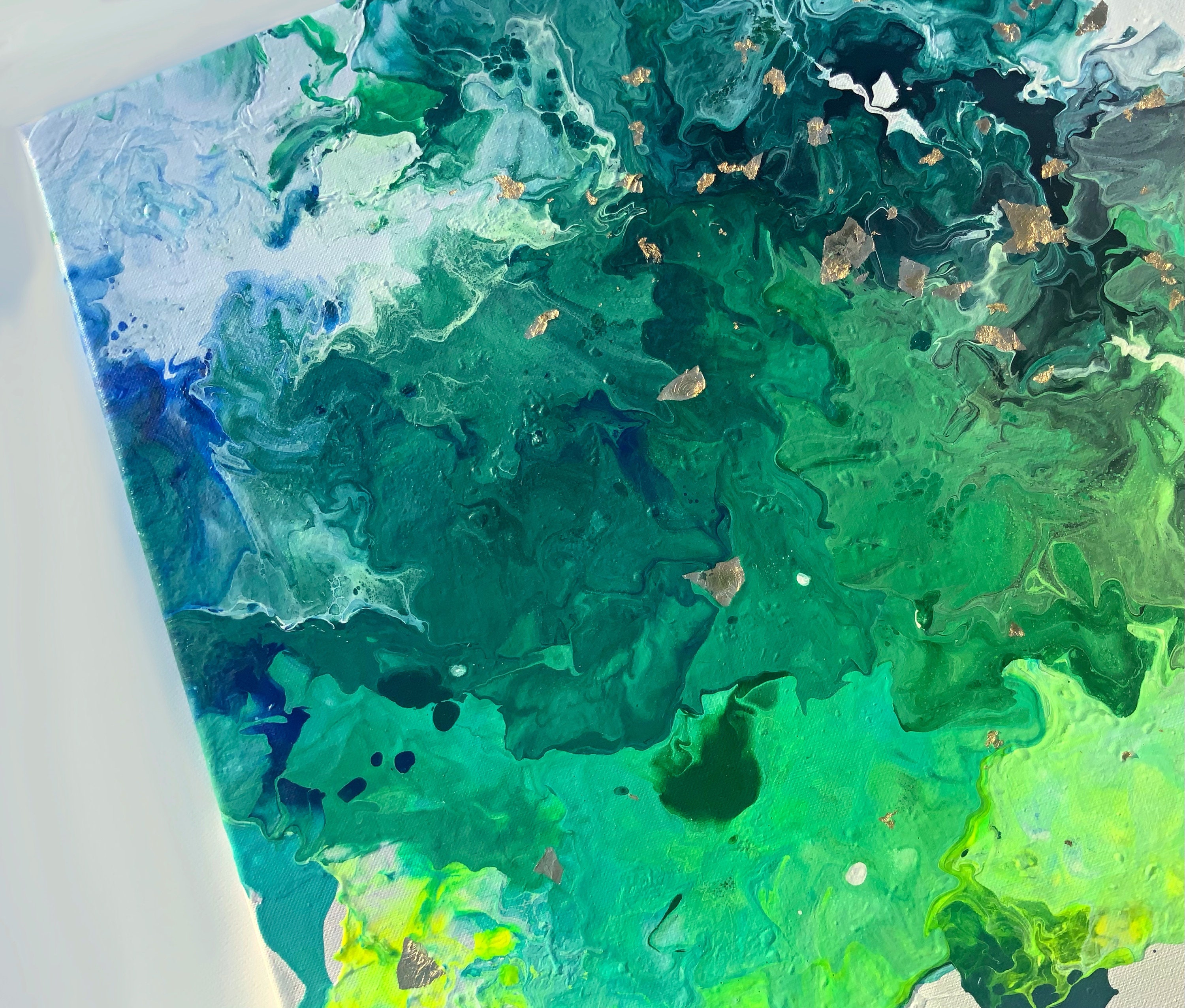 Abstract Seafoam Green Acrylic Pour Fluid Art Painting Etsy UK