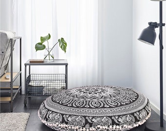Sophia Art 5 pcs lot 32 Hippie Mandala Wholesale lot Floor Pillow Cushion Seating Throw Cover Pouf Cover Round Bohemian Yoga Decor Floor Cushion Case 32 Multi Color