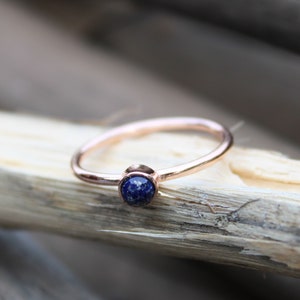 Minimalist Lapis Ring - Blue Lapis Ring - Birthstone Ring - Rose Gold Plated Ring - Lapis Handmade 925 Silver Ring Gift For Her Rings