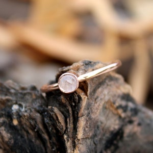 Minimalist Rose quartz Ring - Pink Rose quartz Ring - Birthstone Ring - Rose Gold Plated Ring - Handmade 925 Silver Ring Gift For Her Rings
