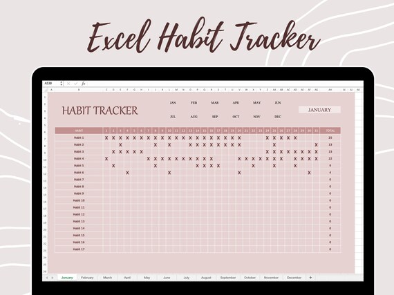 Excel Habit Tracker Excel Spreadsheet Digital Download | Etsy