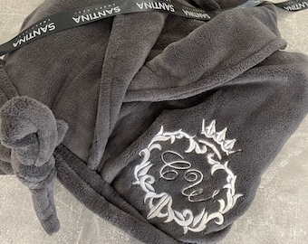 Personalized Embroidered Crest Dressing Gown, Luxury Plush Robe, His and Hers Gift