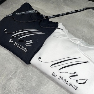 Personalised wedding anniversary hoodies, wifey hubby mr Mrs his hers couples gift matching hoodies sweaters, bride to be,bride husband wife