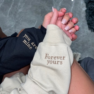 custom personalised matching hoodies, anniversary, christmas gift, for partner, embroidered sweatshirt, bf gf, best friend gift, wedding image 1