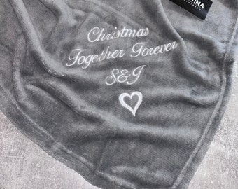 Personlig broderad filt, personligt meddelandepresent till par. Broderad