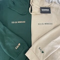 Embroidered Roman Numeral  Matching Hoodie, Custom Anniversary Date Couple Hoodies, Custom Initials With Heart Sleeve Jumper, Boyfriend Gift