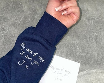 Embroidered your HANDWRITING personalised sweatshirt unisex couples anniversary wedding special occasion sentimental gift mum dad bf gf wife