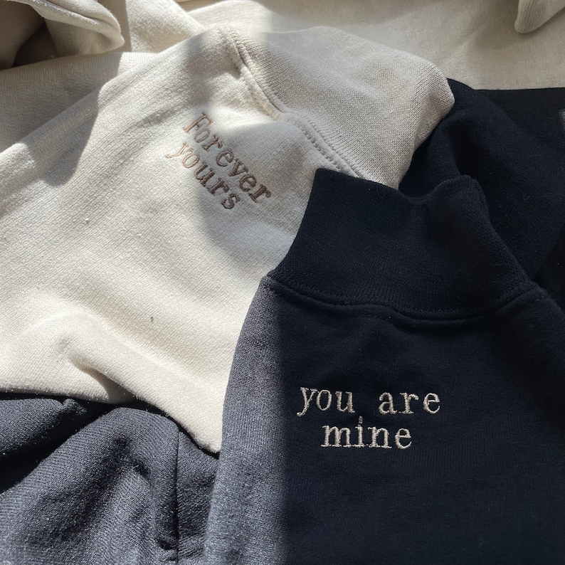 custom personalised matching hoodies, anniversary, christmas gift, for partner, embroidered sweatshirt, bf gf, best friend gift, wedding image 8