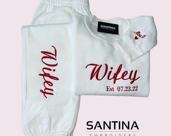 Personalisierte Trainingsanzug, bestickte Braut Frau Ehemann Hochzeit Sweatshirt.Geschenk für Braut, Flitterwochen, Junggesellinnenabschied, benutzerdefinierte Freundin Jahrestag