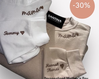 Embroidered Mama Sweatshirt, Personalized Kids Names, Mother's Day Gift