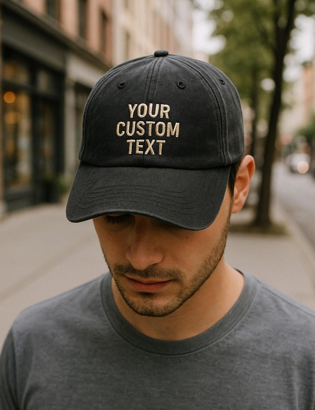 Embroidered Custom Text Baseball Cap, Unisex Vintage Wash - Etsy UK