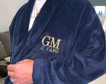 Personalised custom embroidered luxury adults bathrobe dressing gown, fleece bath robe, custom robe for him and her, unisex bath robe,