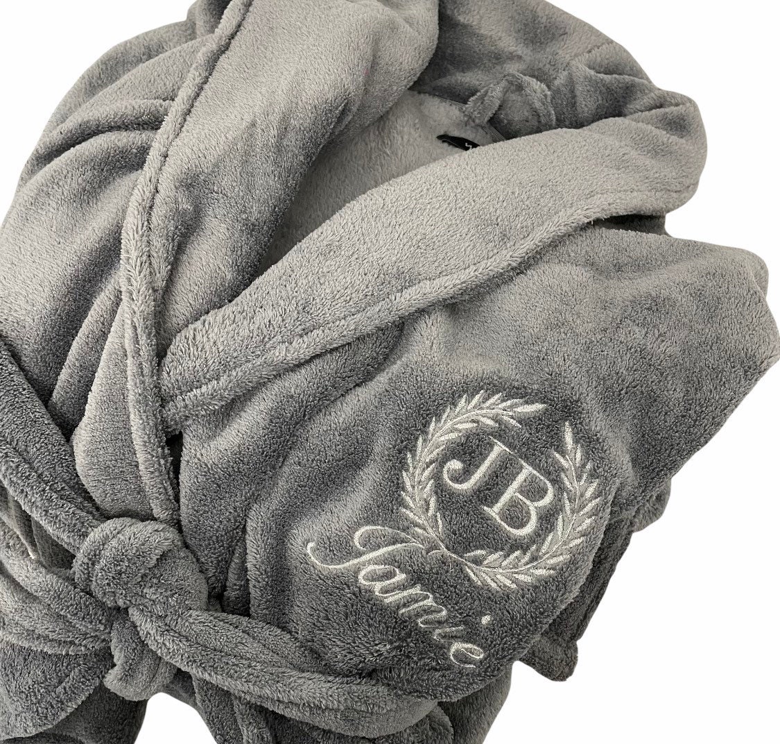 Personalised Embroidered Custom Bath Robe Initials Monogrammed Etsy
