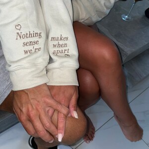 Embroidered Matching Couple Hoodies, Anniversary valentines birthday gift, love long distance relationship sweatshirts.