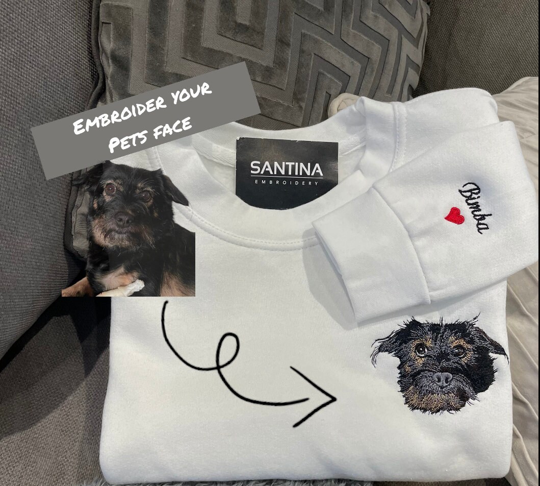 Felpe Personalizzate con Ritratto del Proprio Animale Domestico, Felpa con Cappuccio Ricamata Personalizzata, Regali Unici per Coppie, San Valentino, Regalo per Mamma e Papà Cane