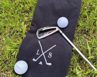 Toalla de golf bordada personalizada con diseño inicial de palo de golf