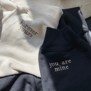 custom personalised matching hoodies, anniversary, christmas gift, for partner, embroidered sweatshirt, bf gf, best friend gift, wedding image 2