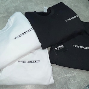 embroidered custom anniversary tracksuit, roman numeral tracksuit, sweatshirt sweatpants, his and hers, matching sweatshirts one year,bride