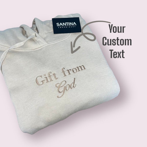 Custom embroidered your slogan, your text, sweatshirt hoodie or t-shirt, personalised workwear, slogan sweatshirt, embroidery, birthday gift