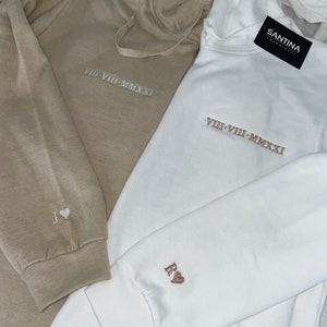 Roman Numeral Embroidered Matching Anniversary Special Date Hoodies ...