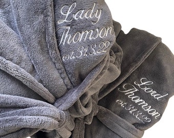 Personalized Embroidered Fleece Robe Set, Anniversary Gift