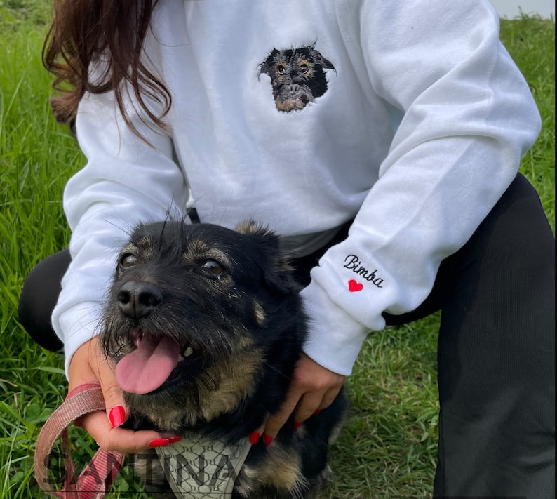 Custom Pet your photo Embroidered Sweatshirt, Personalized Pet Face Pet name Sweatshirt, Custom Pet Hoodie, Pet Sweater, pet portrait hoodie image 6