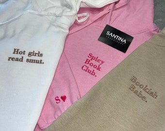 Custom Embroidered Bookish Sweatshirt, Literary Hoodie, Book Lover Gift
