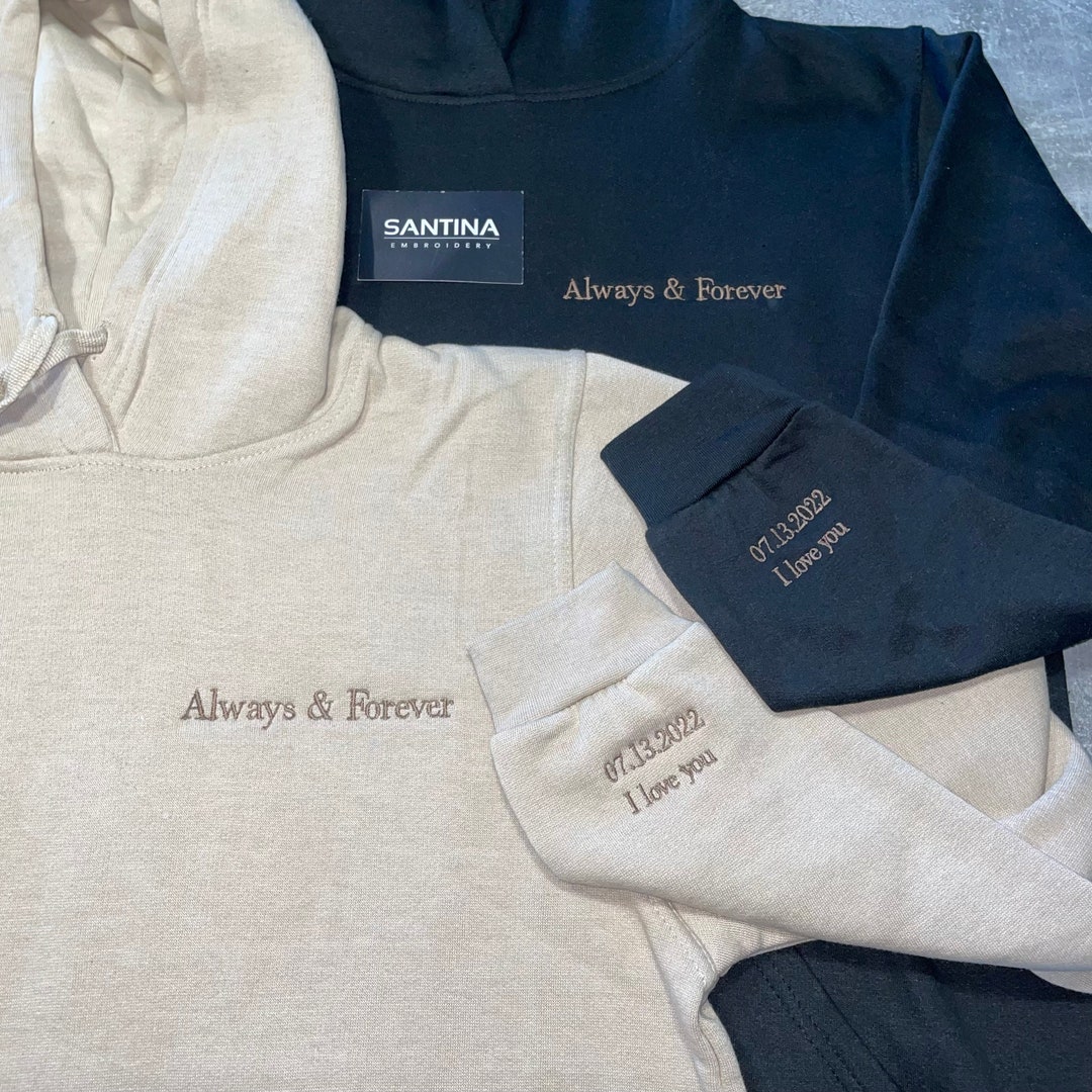 Buy Custom Embroidered Matching Hoodies, Couple Hoodie, Initial, Forever  and Always, Valentines Gift, Boyfriend Girlfriend, Anniversary Hoodies  Online