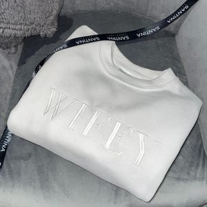Embroidered Wifey Crewneck Sweatshirt, Bridal Wedding Gift