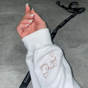 Personalized Embroidered Crew Neck Sweatshirt, Handwriting Message, Mental Health Gift